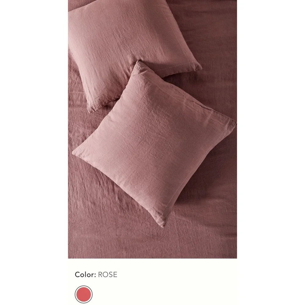 Anthropologie Stitched Linen Euro Pillow Sham 26